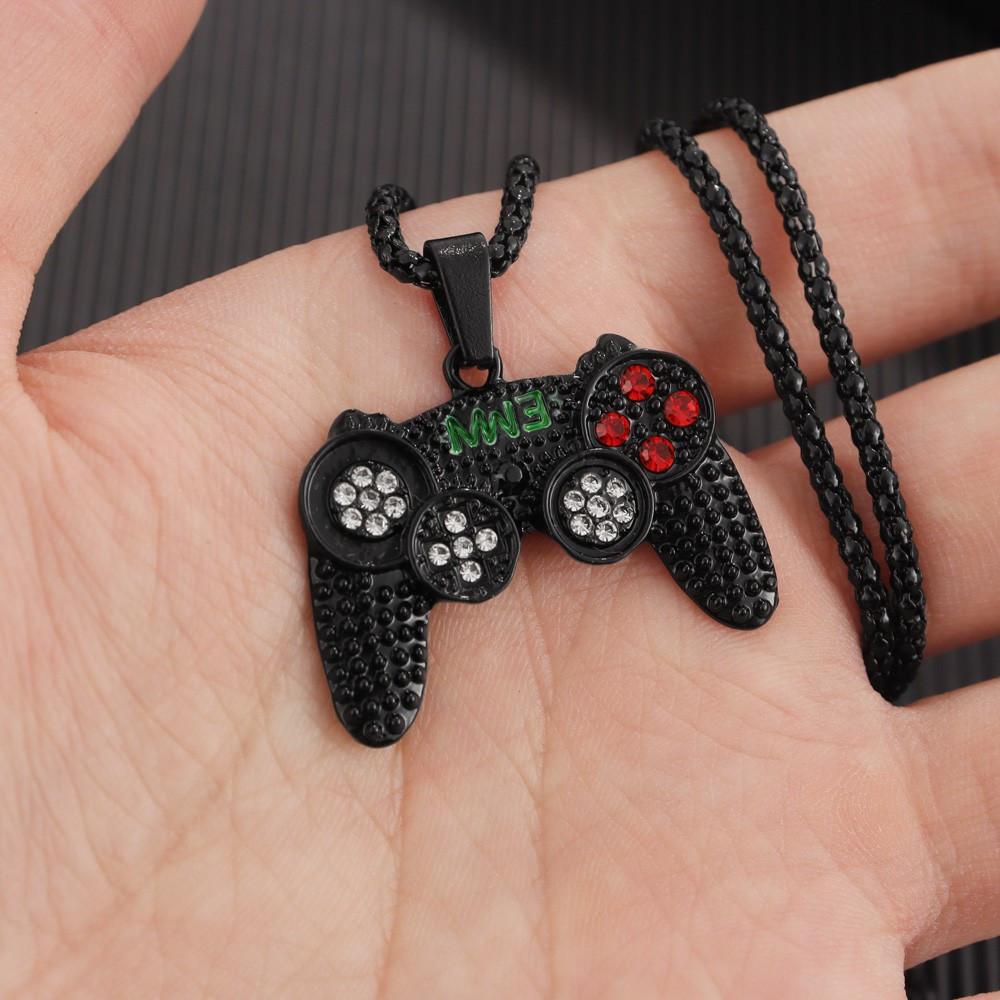 Collar Colgante de Mando de Videojuego para Hombres Cadena de Aleación Sin Chapar Joyería de Gamepad Tachonada Accesorio para Fiesta de Videojuegos Regalo de Cumpleaños