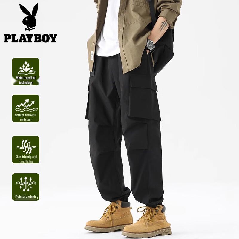 PLAYBOY Men s Fleece-Lined Thickened Cargo Jogger Pants M