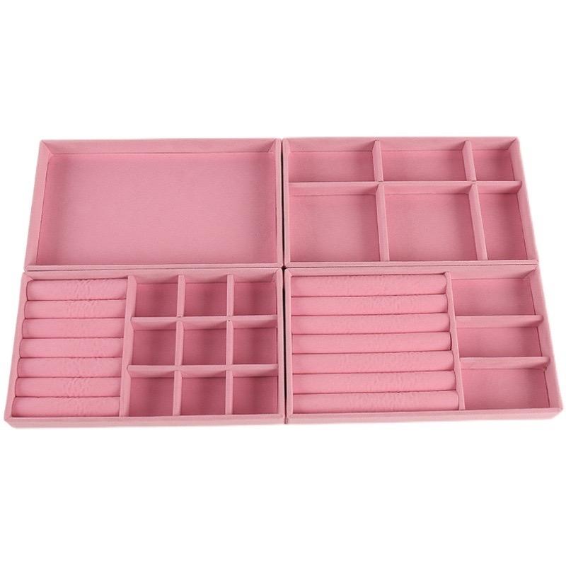 Velvet Jewelry Display Stackable Exquisite Jewellery Holder Portable Ring Earrings Necklace Organizer Box Organizator