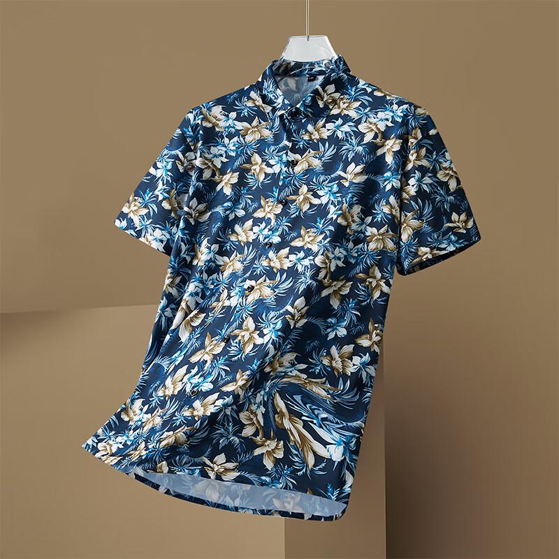 Men's Plus Size Floral Short-Sleeve Shirt