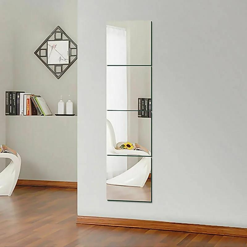 16 Stück Quadratische Spiegel DIY Dekoration Spiegel Wandaufkleber Acryl Fliesen Aufkleber Schlafzimmer Badezimmer Heimdekor Spleißen Mura