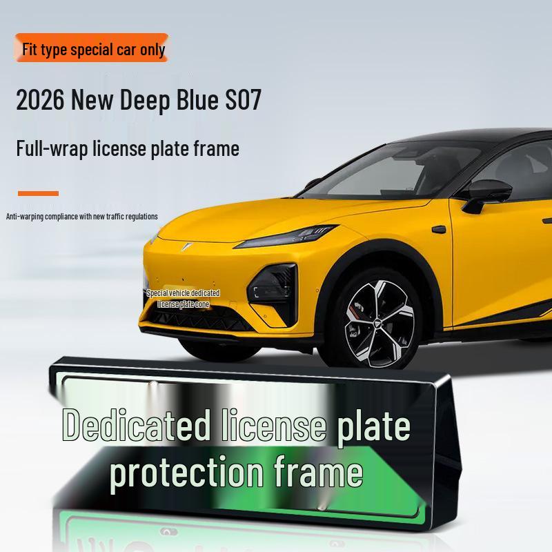 2026 New Deep Blue S07 Full Edge Green License Plate Frame for New Energy Vehicles