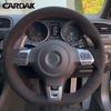 CARDAK  Hand-Stitched Suede Car Steering Wheel Cover For Volkswagen Golf 6 GTI MK6 / Polo GTI / Scirocco R Passat CC