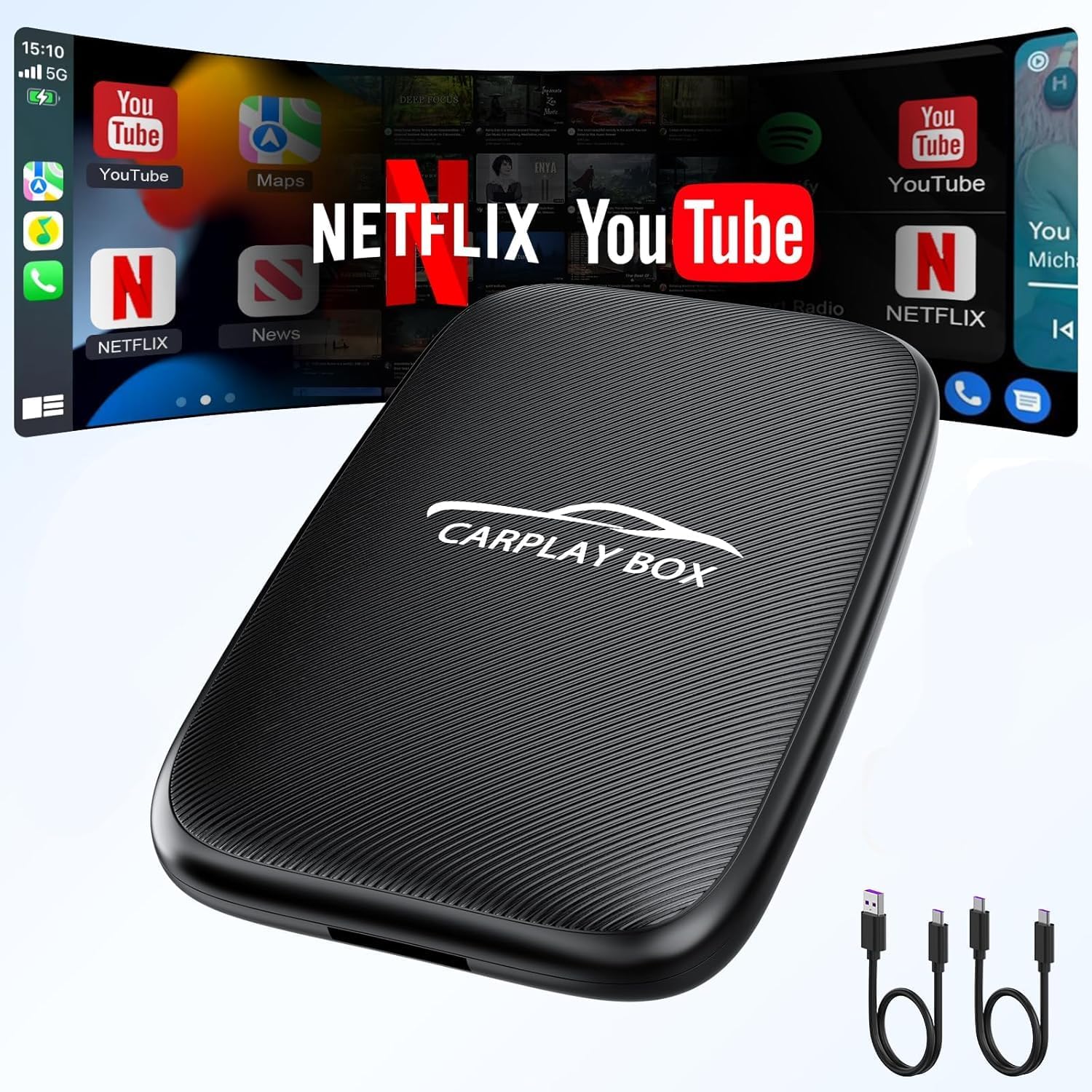 

3 in 1 Wireless CarPlay Adapter 2025, Supports CarPlay & Android Auto, Netflix, YouTube, TF Card, Plug and Play чорний