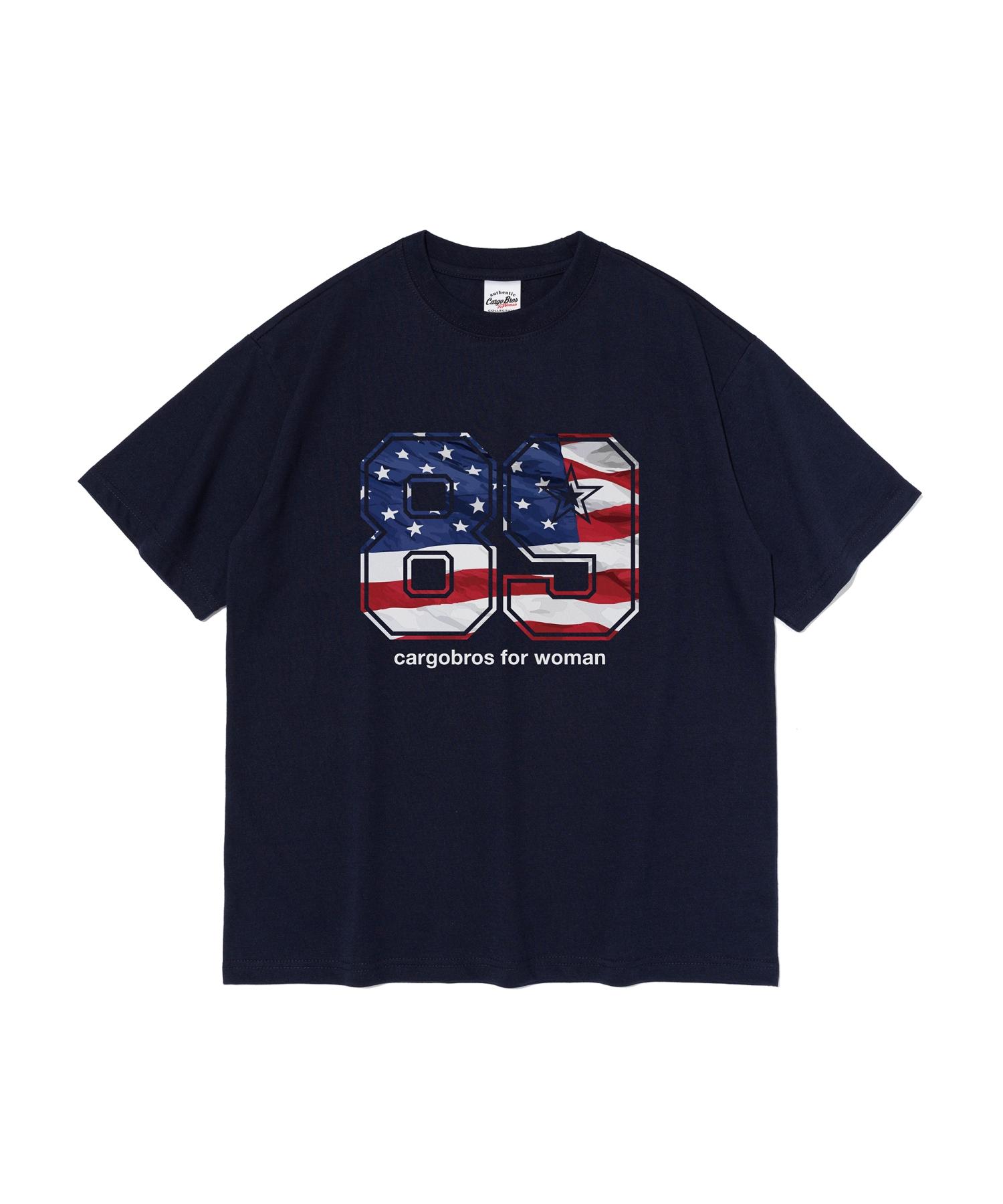 Cargo Bros For Woman American Flag Short Sleeve T-Shirt (Navy) S