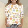 Kids Animal Print Crew Neck Three Quarter Sleeve Casual T Shirt Soft Comfortable Fabric Lightweight Breathable Design for Everyday Wear