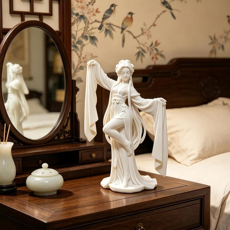 3D Printed Traditional Chinese Water Sleeve Dance Sculpture Mini Dancer Figurine for Desk Decor Small Gift