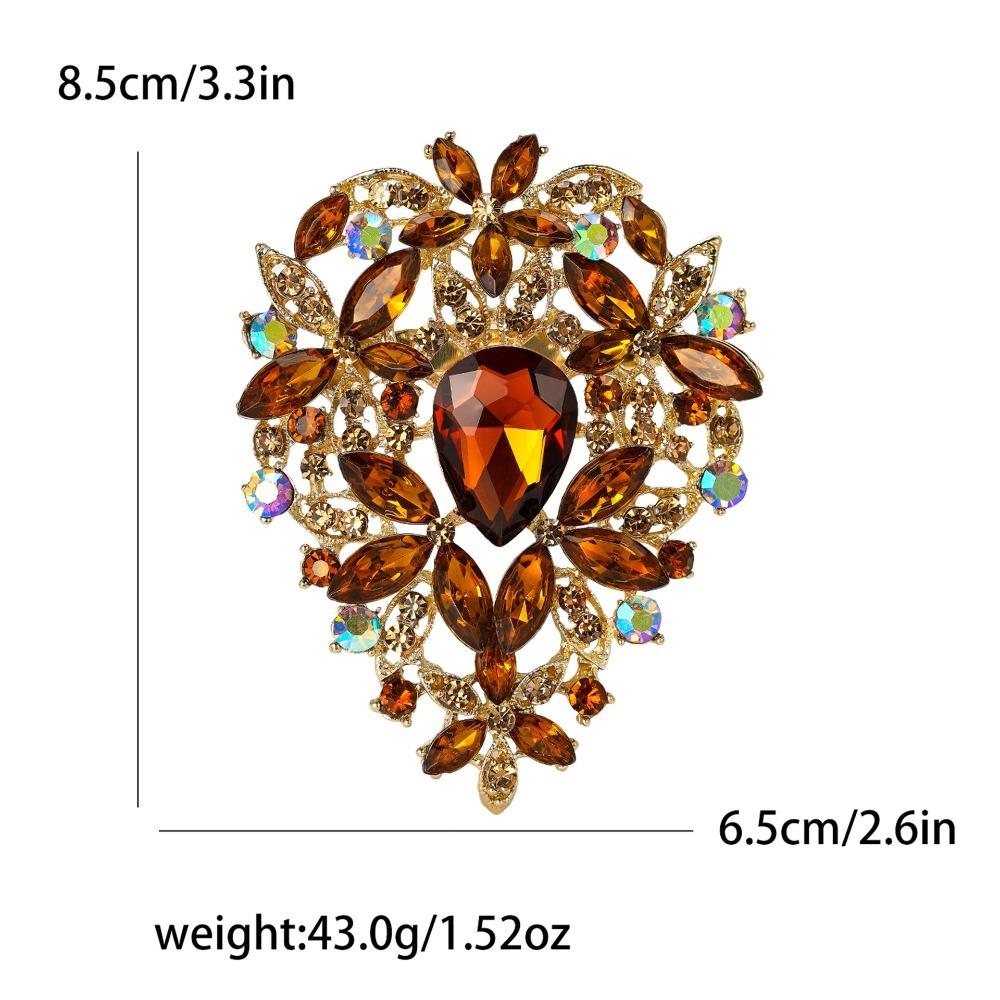 Luxury Skeleton Flower Design Baroque Brooch Large Shining Brooch Pins Multi-color Crystal Brooch Wedding Holiday Party Gifts