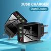 3-Port USB Digital Display Mobile Charger - Multi-USB Smart Travel Charger