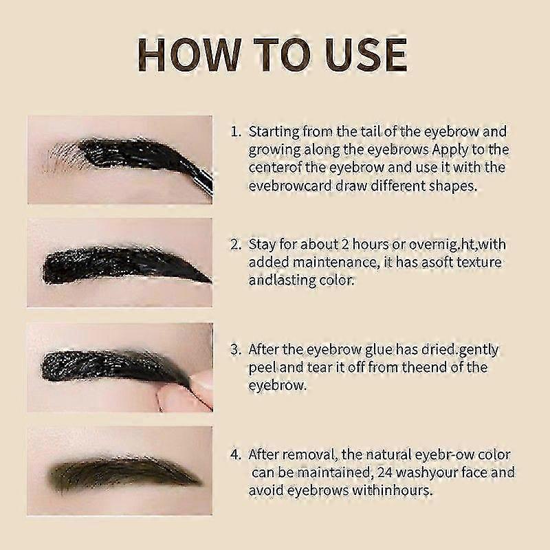 3Pcs Tattoo Brow Gel Peel Off - Waterproof, Lasts 3 Days, Transfer-proof, for Fuller Defined Eyebrows, 4 Shades