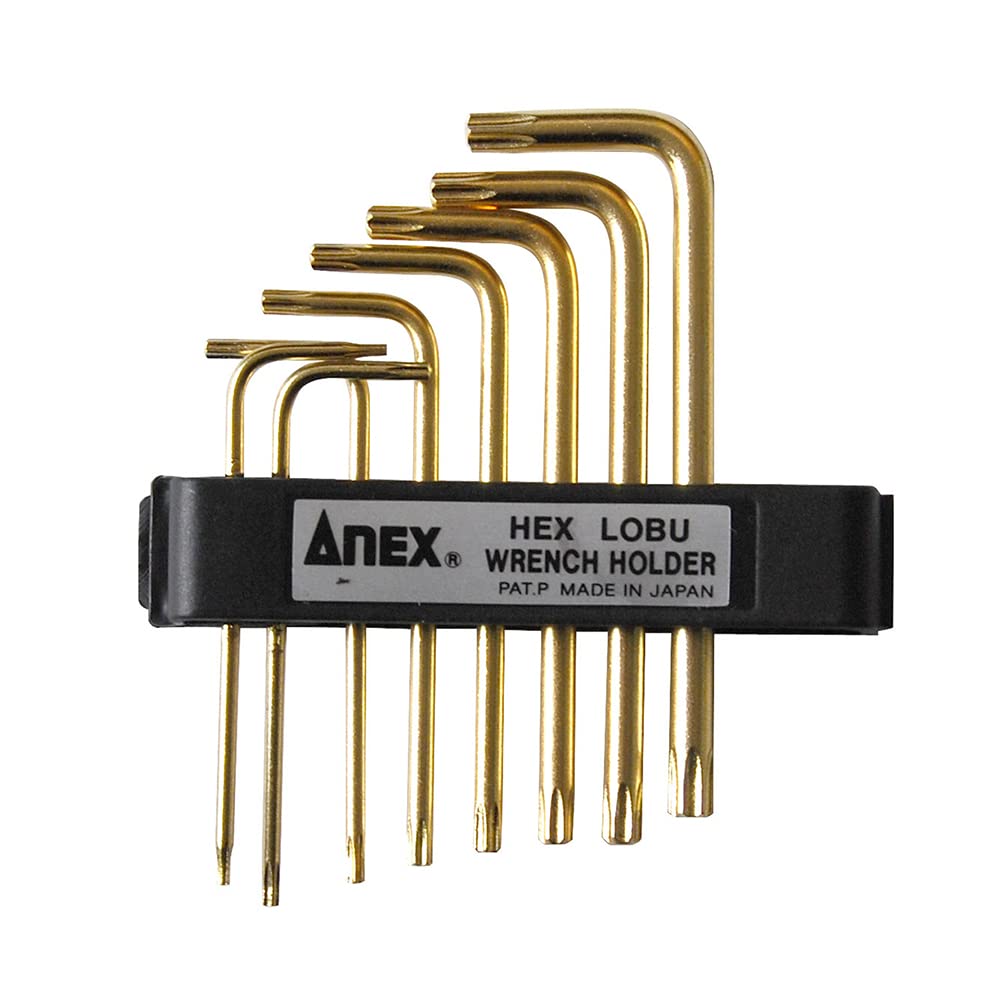 ANEX Hexalobular Wrench with Holder, 8-Piece Set (T6/8/10/15/20/25/27/30) with Holes, No. 638