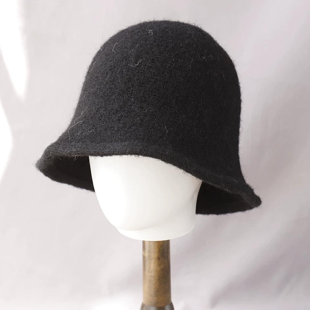 Thickened Soft Autumn and Winter Bucket Hat Solid Color Woolen Knit Cashmere Fisherman Hat Warm Wool Hat for Women