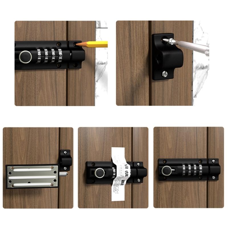 4-Digit Combination Lock Password Lock Sliding Bolt Door Lock Easy To Install