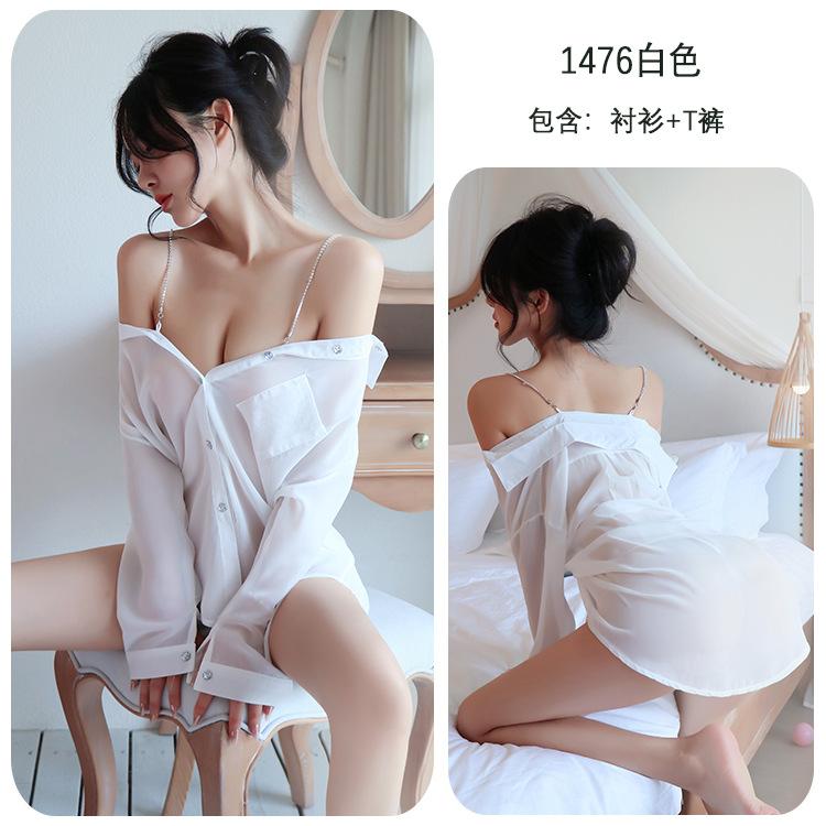 Sexy underwear Sexy chiffon pajamas Perspective uniform seduction Superior shirt Passion women