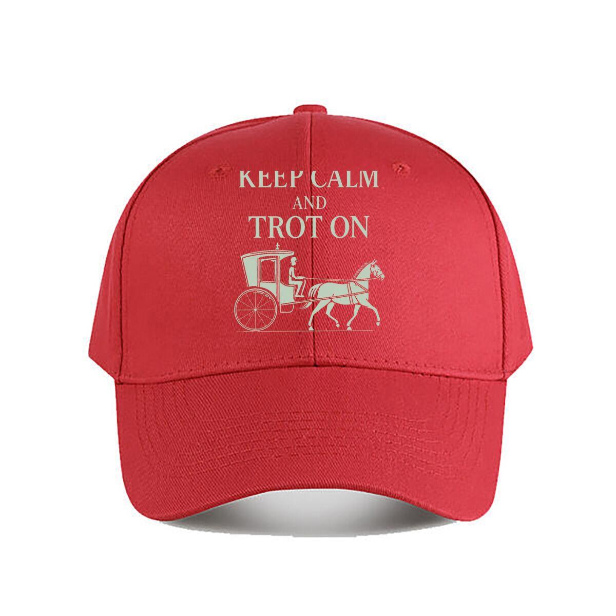 Keep Calm Trot On Horse Carriage Wall Decor Baseball Cap Fashion Unisex Sunhat Womens Outdoor Sports One Size