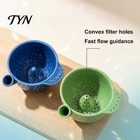Fruit Vegetable Washer Ceramic Berry Washing Bowl with Drain Holes, Self Spinning Strainer Washer, Swirling Rinsing Colander for