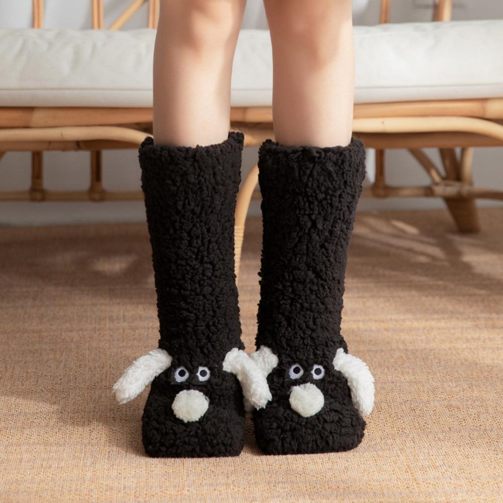 Cute puppy Women Long Socks Fluffy Sleeping Warm Hosiery Casual Home Floor Socks  Christmas Gifts