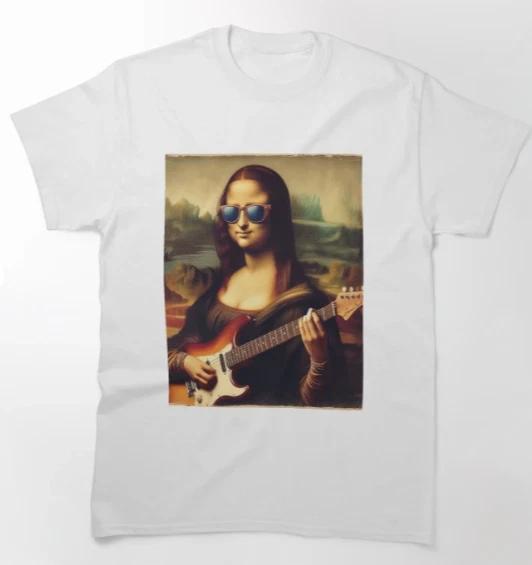 Mona Lisa with Guitar Leonardo da Vinci Altered art T-Shirt