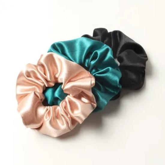 3 Pack Scrunchies for Women Hair Ties Bands Satin Hair Scrunchies for Girls Thick Curly Hair Ponytail Holders Cute Pony Tails