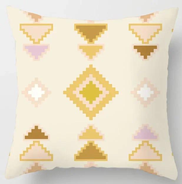 Geometric Abstract Pattern Plush Square Cushion Cover Family Chair Living Room Bedroom Sofa Decorative Pillowcase 45X45Cm