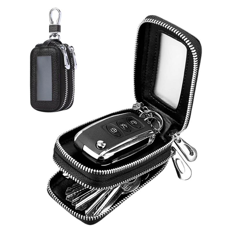 Car Key Fob Bag Car Remote Key Bag PU Leather Key Fob Protection Large Capacity Key Coin Holder Keyring Case Keys Pouch Bag