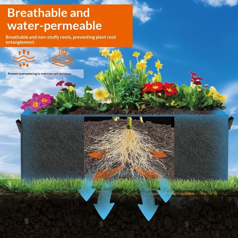 Rectangular Plant Grow Bag With Handles Non Woven Fabric Pot for Home Gardening
