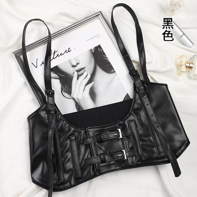 Functional European and shoulder strap belt women's punk shirt with dress street strap waist cover decoration
