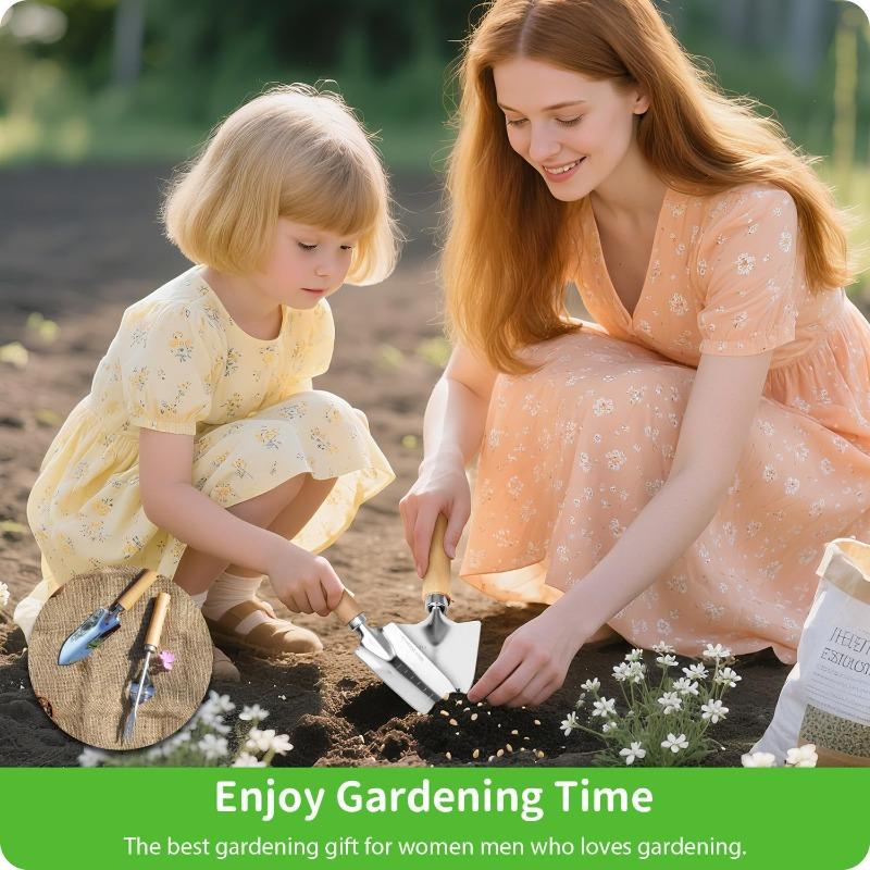 1pc Stainless Steel Gardening Tool Set with Wood Handle, Trowel Transplanter Cultivator for Potting Planting Indoor Outdoor