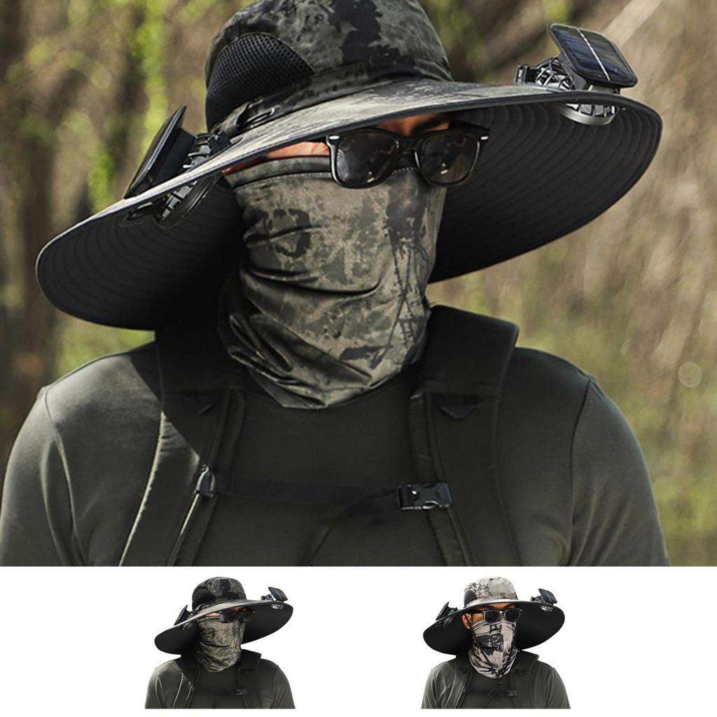 Fan Hat UV Protection Outdoor Fishing Hat With Solar Fan UV Protection Rechargeable Visor Breathable Portable Fishing
