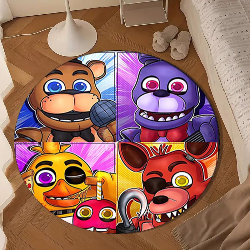 Fnaf Character Collage Round Rug for Livingroom,Bedroom, Palyroom, Chair Rug, Area rug, Circle Carpet, Large Size Fan Christmas gift
