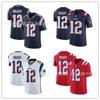 New England Patriots NFL Fotbalový dres Tom Brady 12 Vyšívaný Bavlna Sportovní oblečení Muži Ženy Dospělí