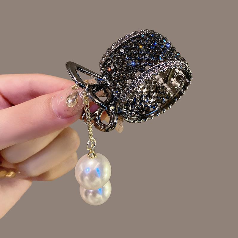 

Заколка для волос с цветочной кисточкой, женская заколка для волос со стразами, металлический коготь для волос, круглый держатель для хвоста, заколка, аксессуары для волос