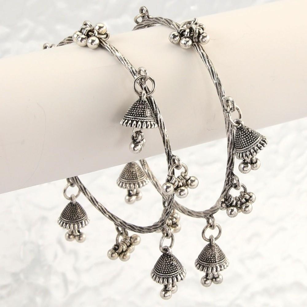 2pcs Zinc Zinc Alloy Bohemian Style Bracelets Elegant Multi-Drop Ornament Bangle Bell Charm Bracelet Daily