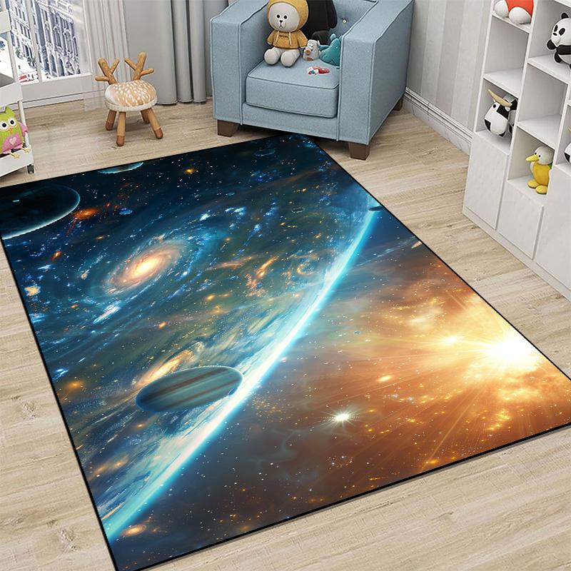 Children Bedroom Decoration Carpet Outer Space Pattern Abstract Carpets Living Room Sofa Area Rug Child Bedside Non-slip Mat