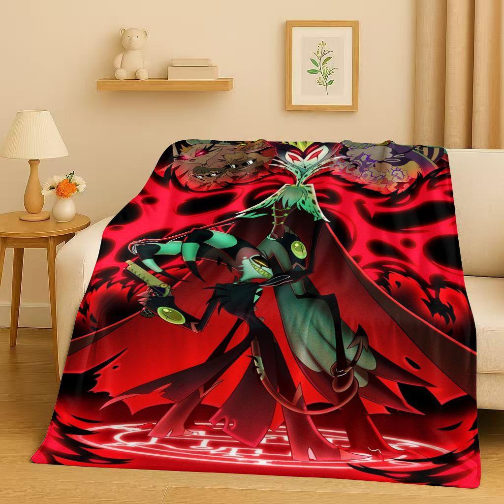3D Cartoon H-Hazbin Hotel Angel Dust Alastor Flannel Blanket,Soft Warm Plush Throw for Home Bedroom Bed Sofa Cover Office Gift