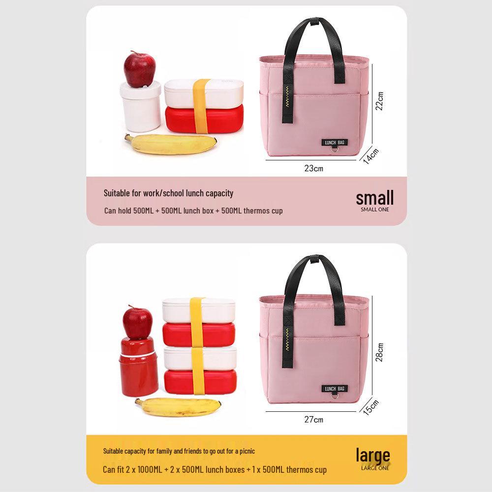 Student Lunch Box Bag - Handheld, Large Capacity, Insulated, Waterproof, for Picnics and Work.