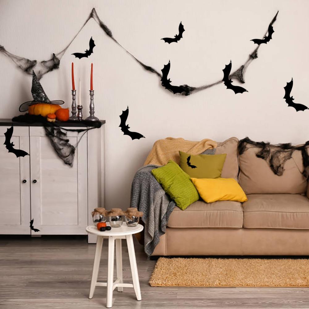 Glow In The Dark Eyes Halloween Bat Decorations 12 Pack Outdoor Bat Ornaments Halloween Party