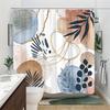 1Pc Abstract Geometric And Nature Style Shower Curtain, Machine Washable Polyester With Hooks For Bathroom Decoration
