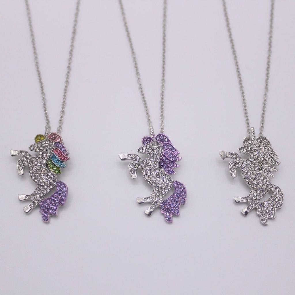 Pegasus Necklace: Micro-Paved Diamond Unicorn Pendant Sweater Chain