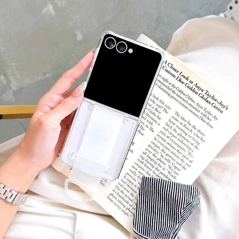 Suitable for Samsung Galaxy Z FLIP7 Mobile Phone Case Folding Card Bag Wristband Ring Transparent FLIP6 Protective Case