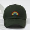 Casquette de Baseball Broderie Arc-en-ciel Douce Casquette Ajustable Décontractée Streetwear Casquette Papa Voyage en Plein Air