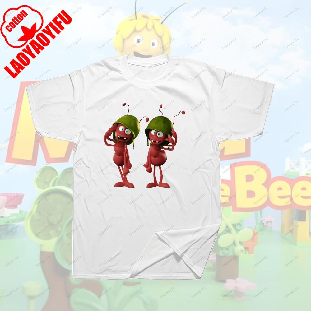 Maya The Bee Movie Cartoon Character T-shirts Maya The Bee Movie Kawaii Cartoons T Shirt Summer Breathable Camisetas