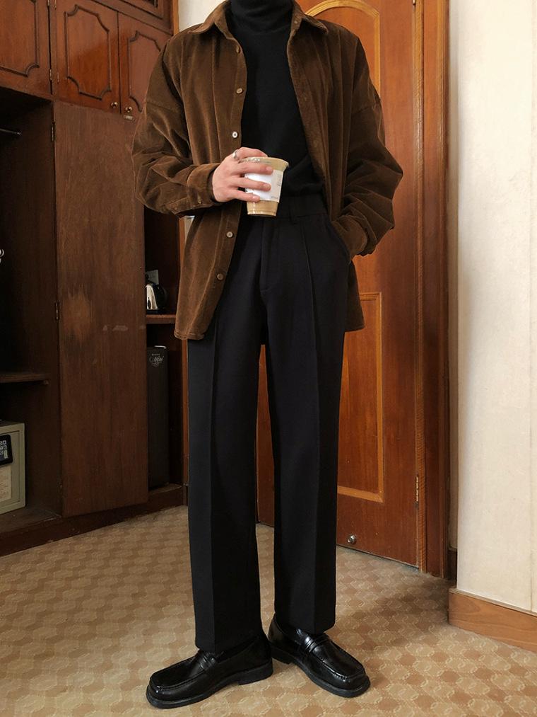 

Мужские шерстяные винтажные брюки прямого кроя свободного покроя в корейском стиле 2XL