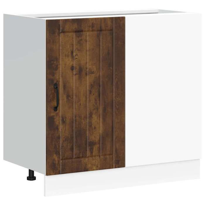 VidaXL Meuble de base de lavabo Lucca chêne fumé bois d'ingénierie, meuble bas de cuisine, meuble bas à tiroir de cuisine, 854313