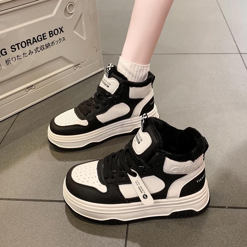 High-top shoes winter velvet warm large cotton shoes thick baseplate shoes casual sports shoes snow boots