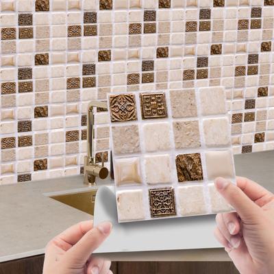 10Pcs Tile Sticker Three-dimensional Waterproof Self-Adhesive Decorative DIY Checked Pattern