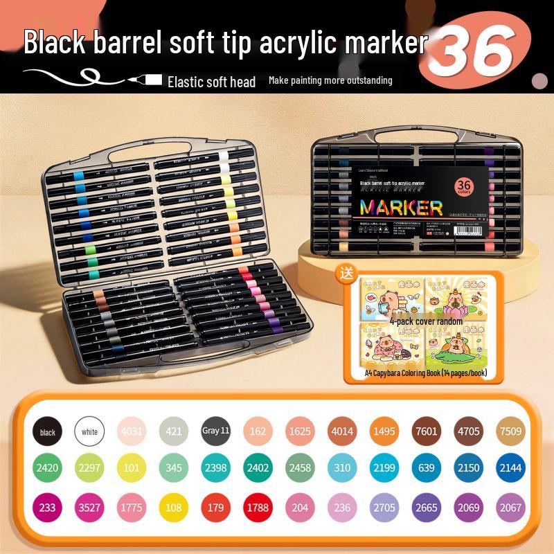 Kleine schwarze Box Acryl-Softspitzen-Markerstift für Kunstprojekte von Schülern und Kleinkindern