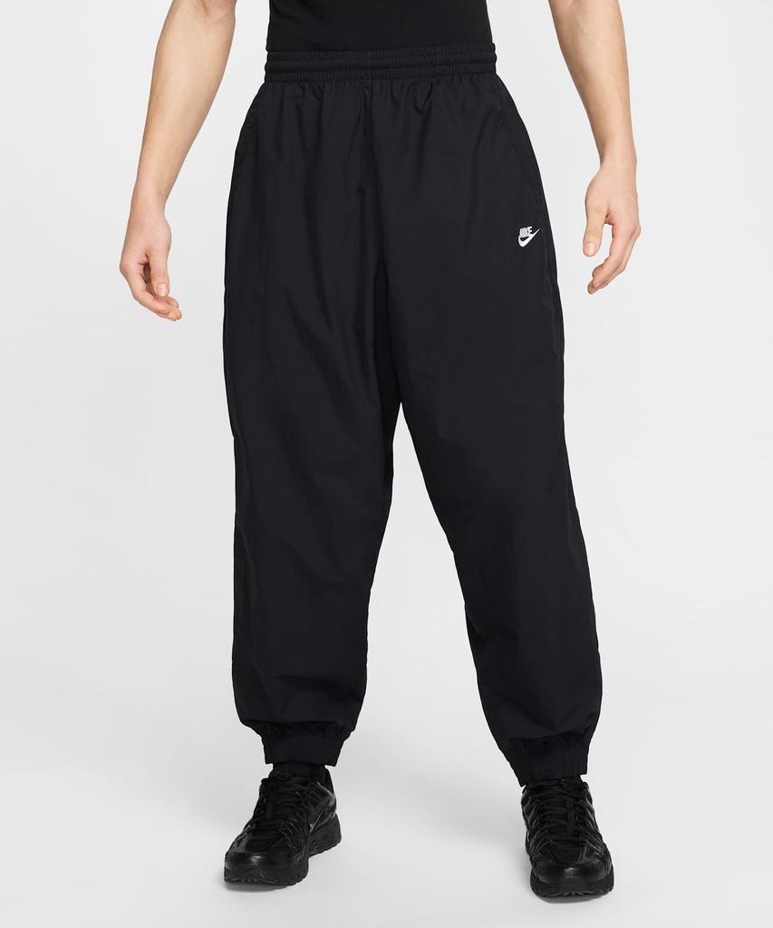 NIKE Club Oversized Woven Track Pants M - Black:White / Hq6115-010