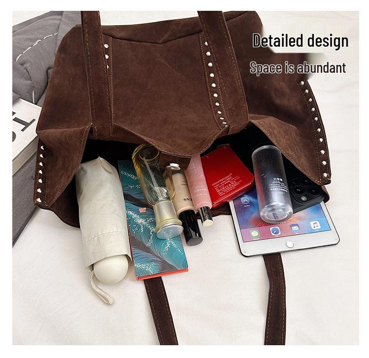 Dam Retro Hjortskinn Mocka Nitar Tygväska Handväska