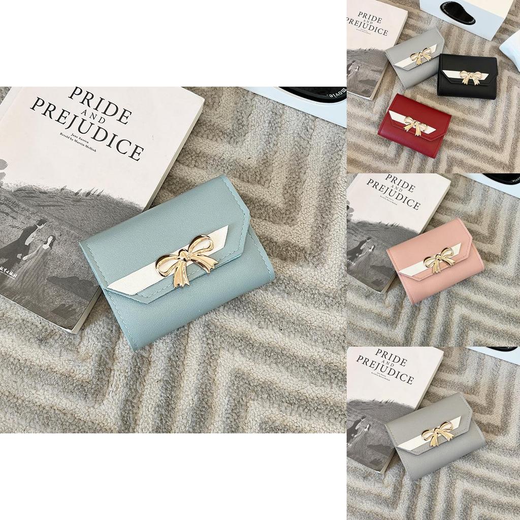 Simple Color Blocked Gold Bow Decoration For Women Casual Coin Purse For Daily Use